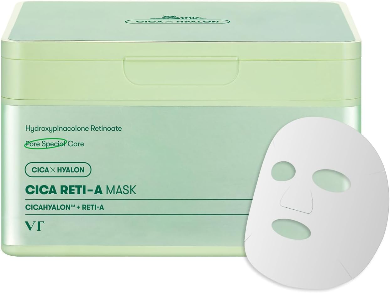 CICA Reti-A Mask Sheet 30ea | Retinol Complex for Daily Care, Instant Glow Mask, Easy & Quik, Gentle for All Skin, Korean Skincare