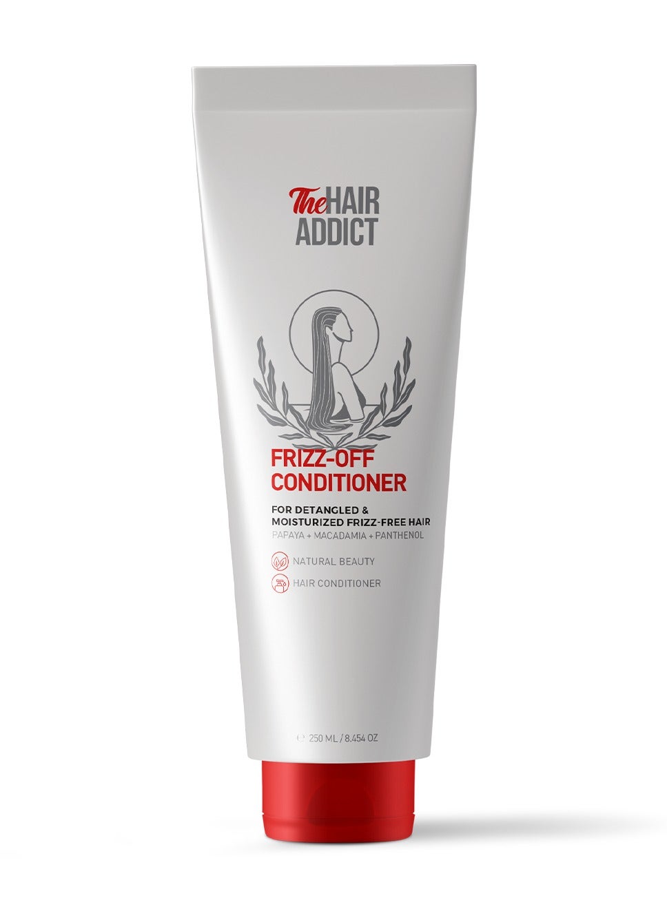 The Hair Addict Frizz Off Conditioner - Lightweight Anti-Frizz Detangling Moisture Conditioner - Papaya Macadamia Panthenol Formula - 250ml