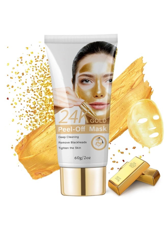24K Gold Peel Off Face Masks, Blackhead Remover Mask, Face Masks Skincare Peel Off, Oil Control, Shrink Pores, Deep Cleansing Face Mask, Peel Off Mask for Men & Women