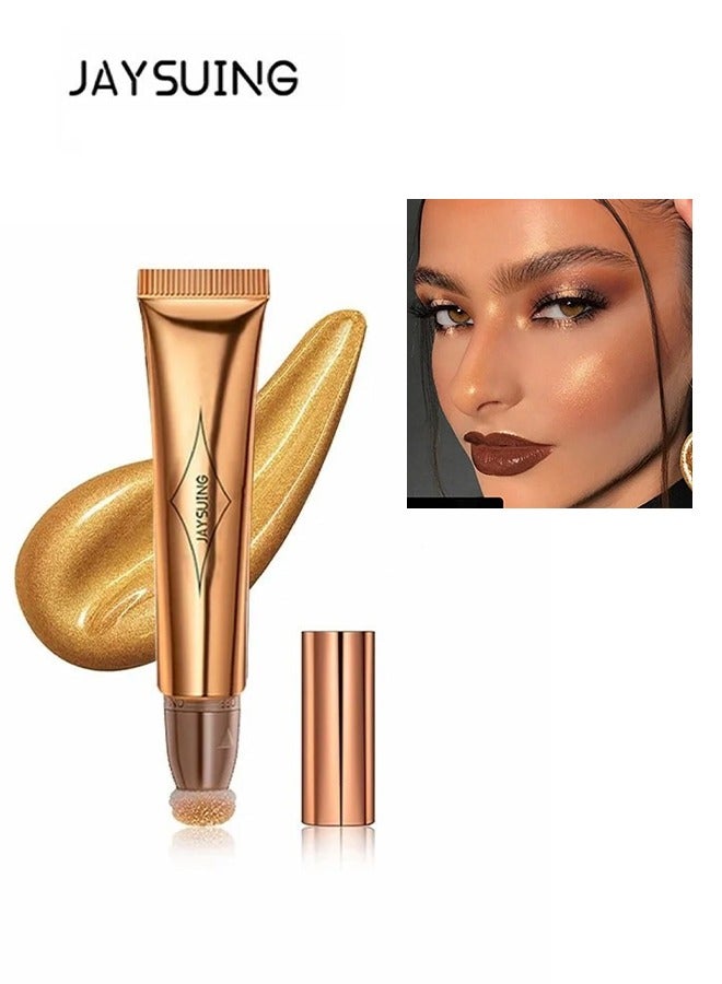 Multi Functional Make Up Pen,Highlighter Beauty Wand, Cream Liquid Highlighter Makeup Stick, Smooth Face Shimmer Bronzer Stick , Lightweight Body Face Glowing Highlighter, Cruelty-free(Bronze Gold)