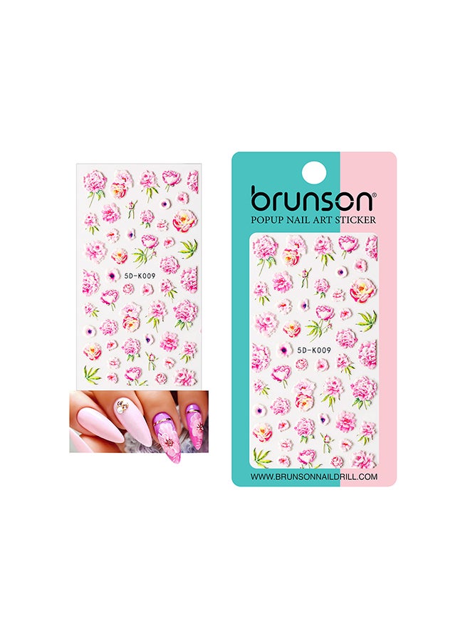 5D Flower Decals Exquisite Self Adhesive Nail Art Decoration Stickers 5D-k009
