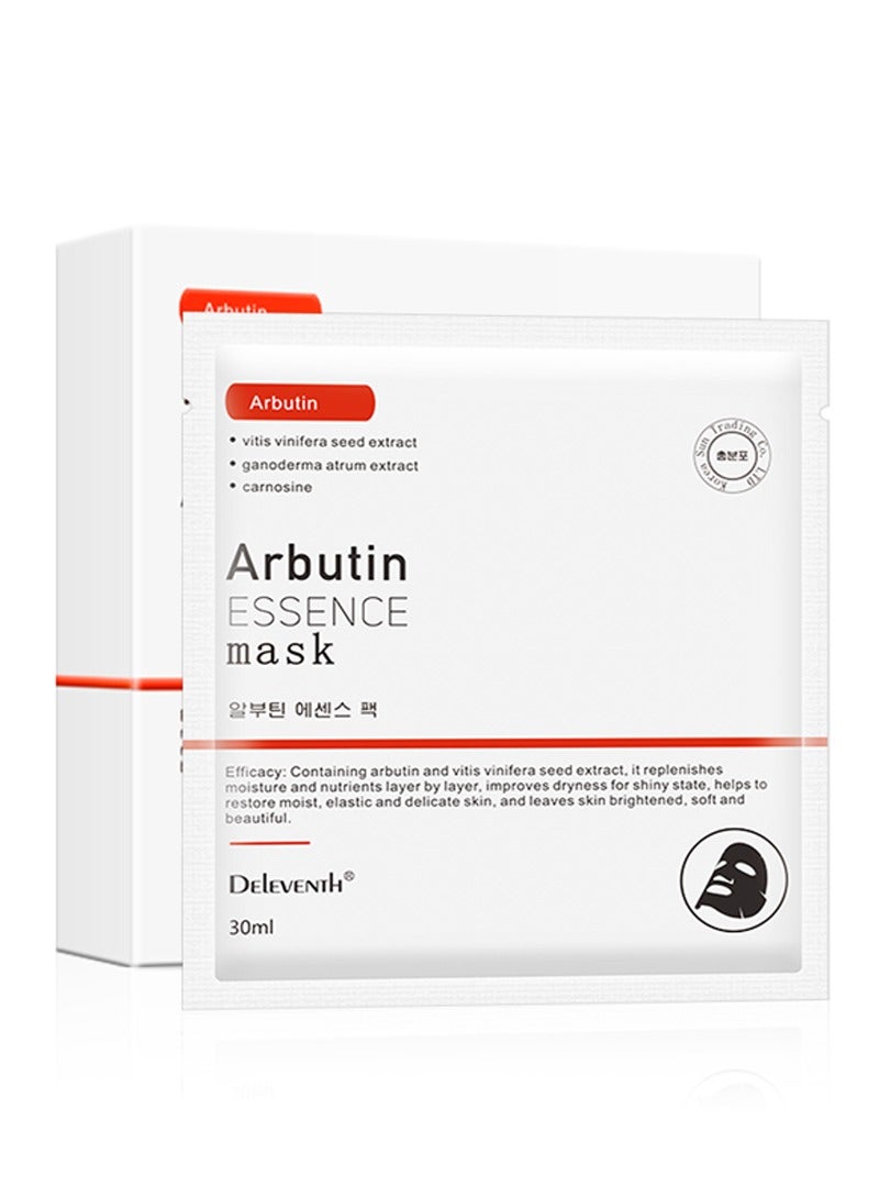 DEleventh Korean Brand α-Arbutin Essence Facial Mask 30ml × 5pcs / Brightens, Hydrates, and Firms Skin, Balances Skin Moisture and Oil, Reduces Dark Spots and Fine Lines