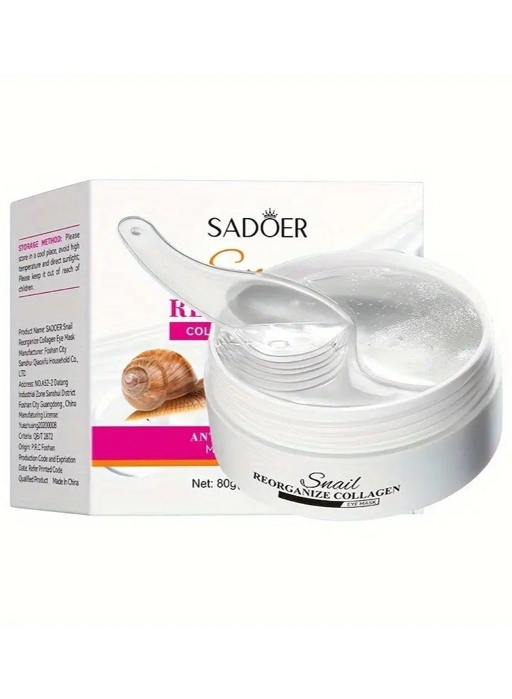 60pcs Snail Reconstituted Collagen Eye Mask, Dry And Dullness Eye Skin, Smooth Eye Mask For For, Eye Masks