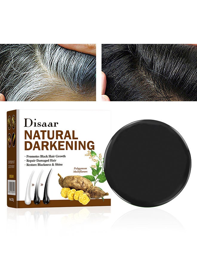 Polygonum Hair Shampoo Soap, Hair Prevents Hair Loss, Natural Hair Black, Nourishing Deeply Cleanses Hair Scalp, Extracts For Effective Cleaning, Promotes Healthy Hair Growth And Solution to Gray and White Hair, Cleanses And Nourishes Scalp, Hair Care, 100G