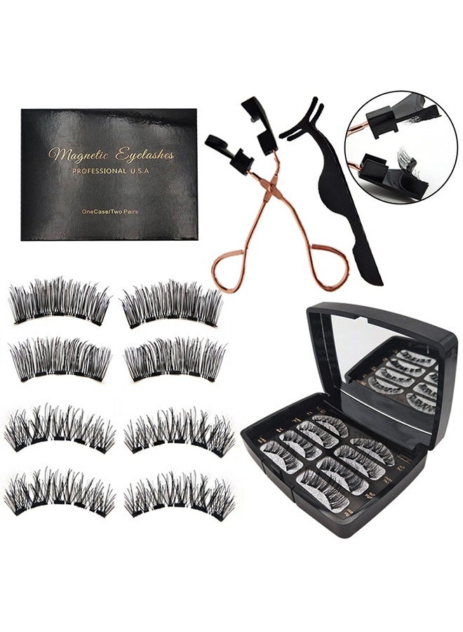 Magnetic False Eyelashes Dual Magnetic Eyelashes Without Eyeliner or Glue, 3D False Eyelashes Naturally Thick