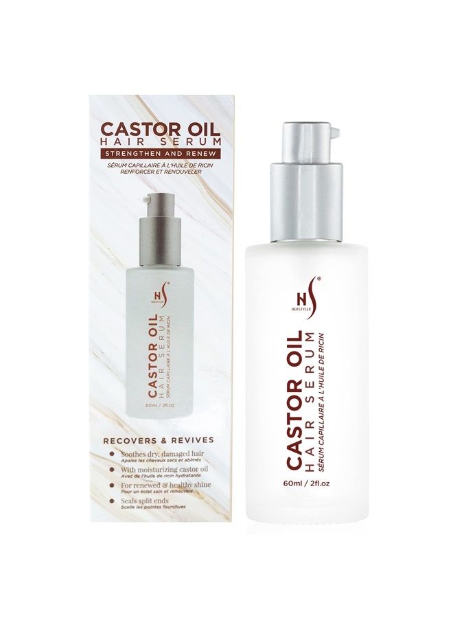 Castor Oil Hair Serum for Hair Growth - Hair Shine Serum with Vitamin E - Hair Growth Serum - Argan Oil Hair Serum for Frizzy Hair - Vitamin E Hair Serum for Silky Hair