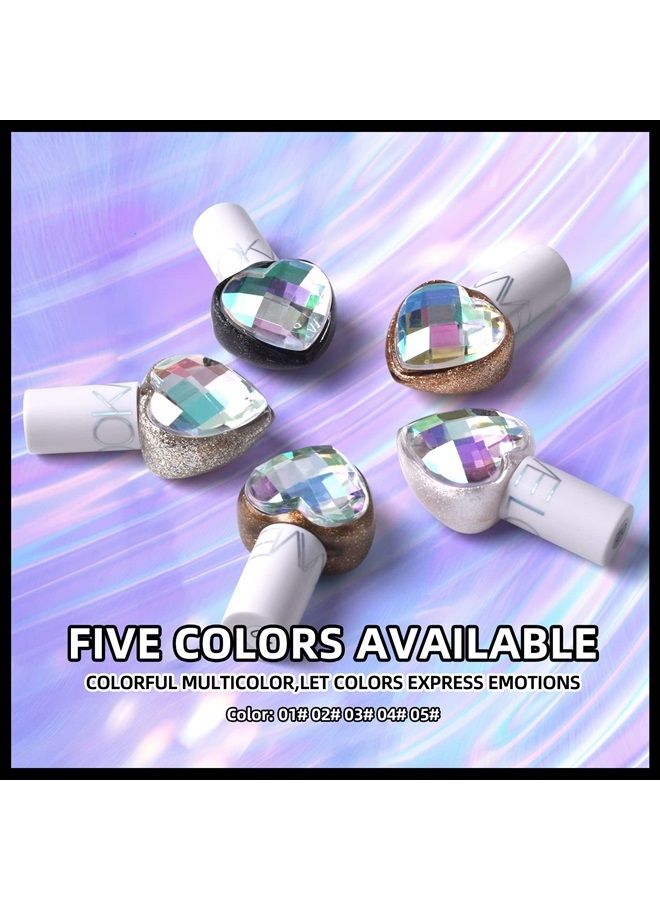 4 Colors Liquid Glitter Eyeliner, Metallic Shimmer Diamond Mermaid Eyeshadow, Waterproof Long Lasting Sparkling Eye Liner Makeup Colorful Set for Women Girls (Love Shape 5pcs A)