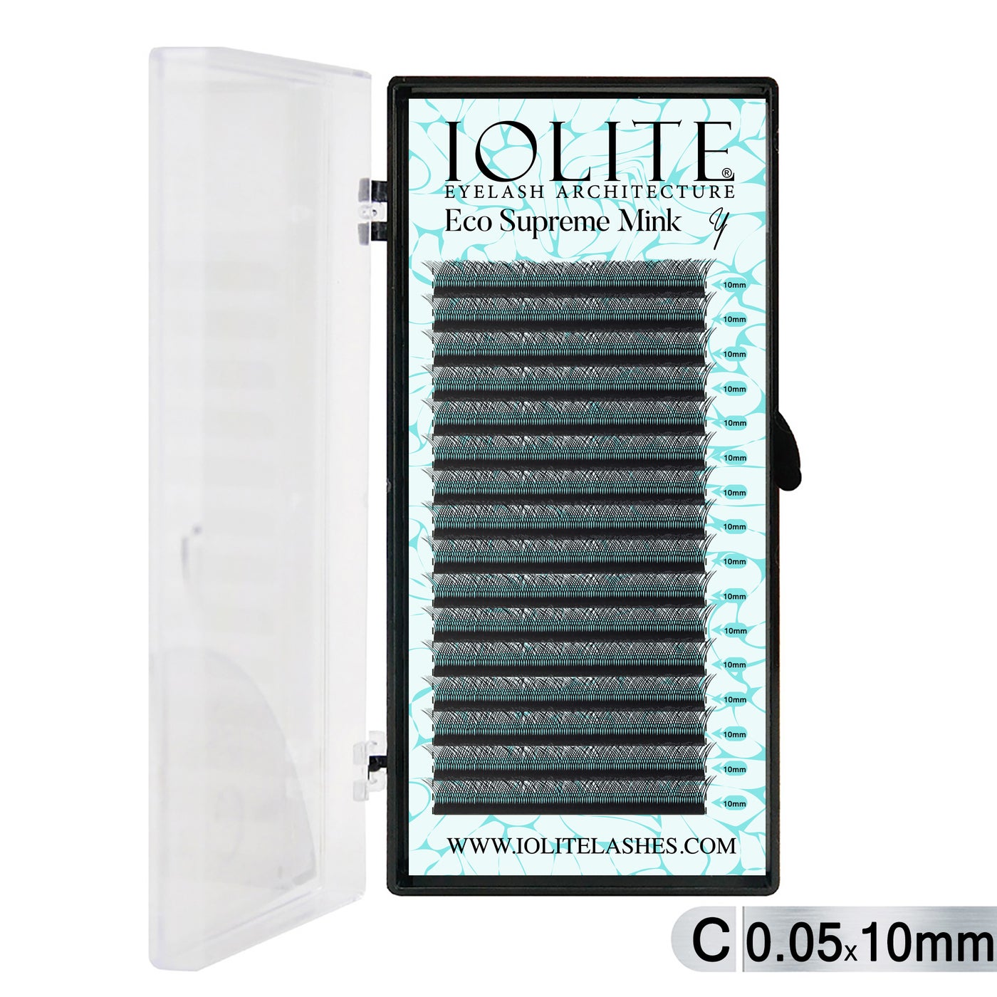 Iolite Eco Supreme Mink (Y) C curl - 0.5T Mix & 8mm to 15mm Individual Lash Extension Tray – Natural-Looking Volume False Lashes | C Curl, Y Lashes, Easy Fan, Professional Eyelash Extensions for Lash Artists ISMYC5T - 10MM
