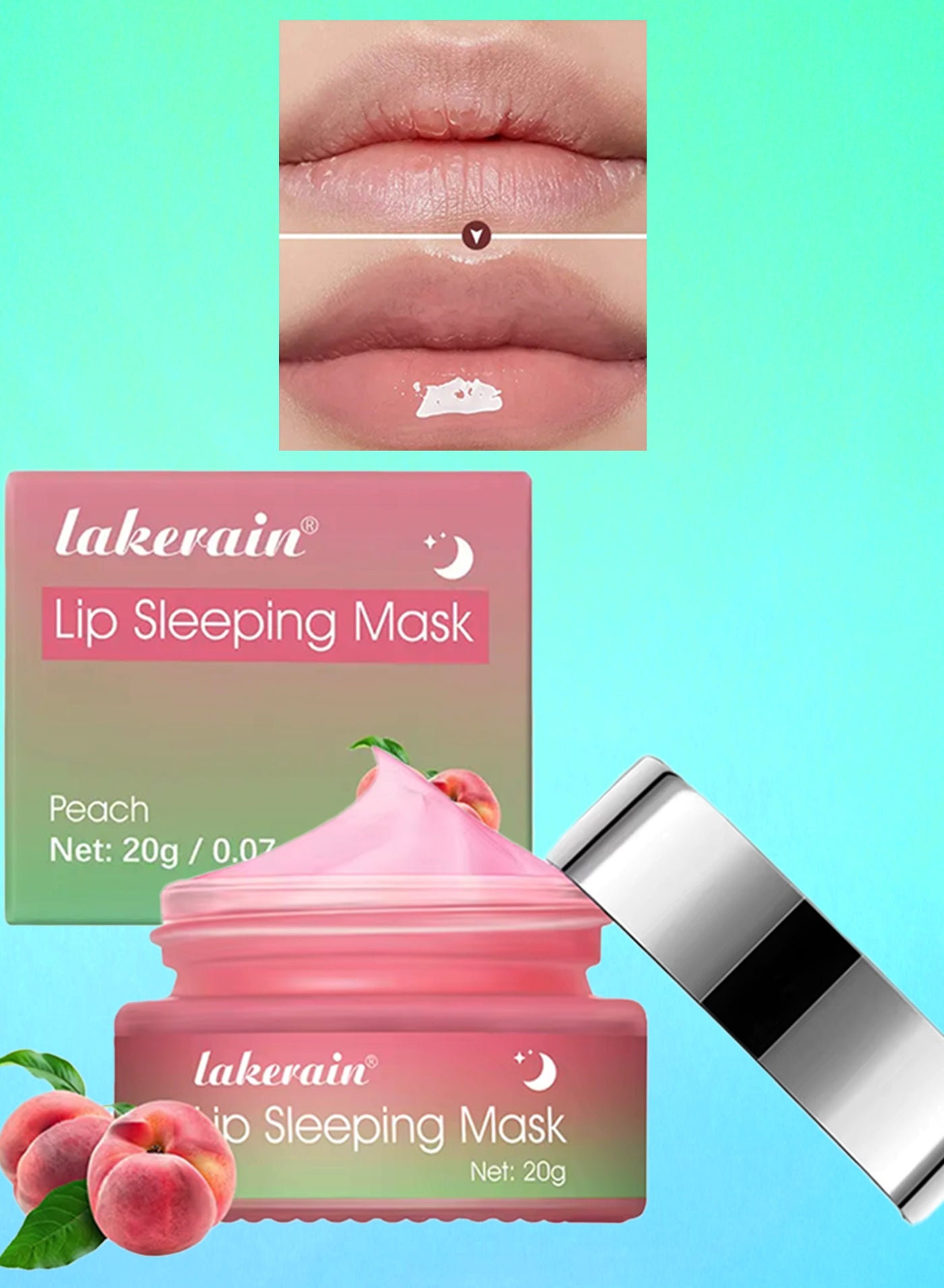 Lip Sleeping Mask Peach Collagen Moisturizing Sleep Lip Mask Nourishing Repairing and Plump Dry Lips Mask Hydrating Plumper Cream for Smooth and Soft Lips with Argan Oil and Coconut Oil 20g