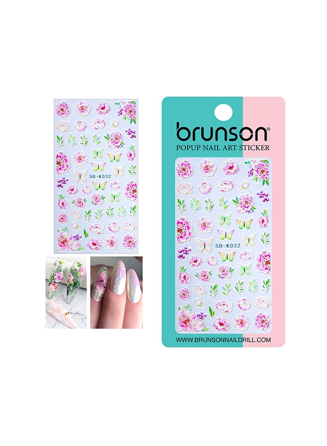 5D Flower Decals Exquisite Self Adhesive Nail Art Decoration Stickers 5D-k032