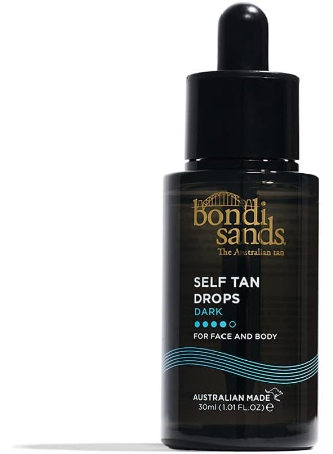 Face Drops Dark 30ml | Self Tanning Concentrate Face Drops for Deep Bronze Glow | Mix-In Sunless Tan Serum for Customisable Natural-Looking Facial Colour | Hydrating Vegan Self Tan Face Drops