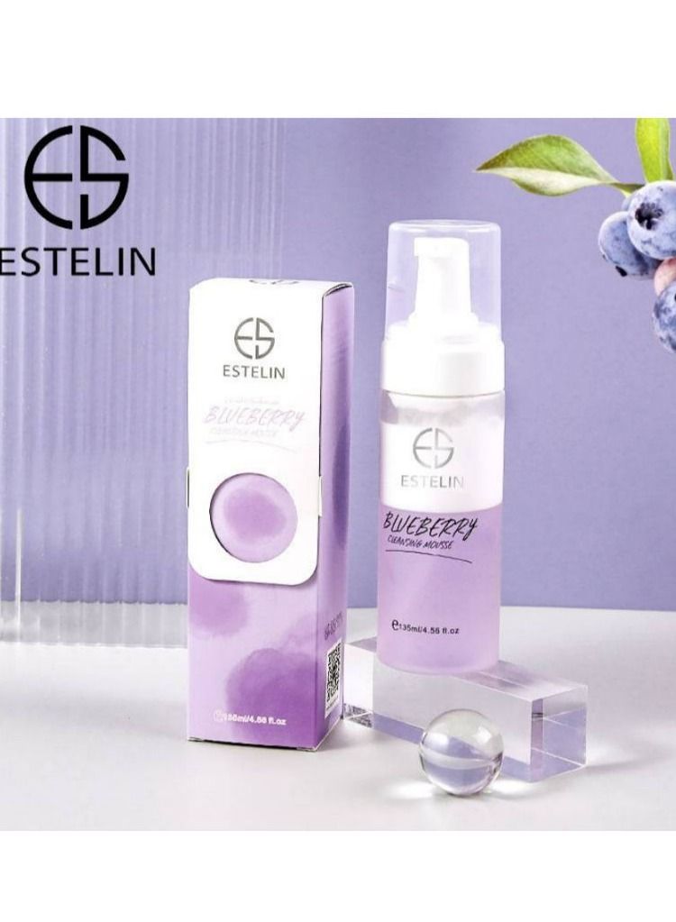 Exfoliating Makeup Removal Whitening Blueberry Cleansing Mousse Foam Cleanser 135 ml