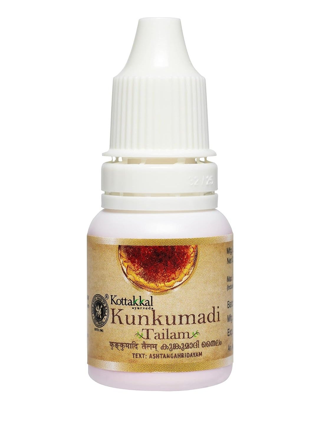 Kottakkal ayurveda Unisex Adult Kunkumadi Tailam-10 Ml Ideal For Beautiful Skin, Good Fresh Massage Oil For Face And Body (Pack Of 1)