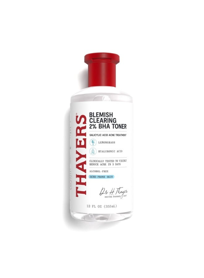 Thayers Blemish Clearing Salicylic Acid Toner, Acne Treatment Face Toner with 2% Salicylic Acid, Soothing and Non-Stripping Skin Care, 12 Fl Oz