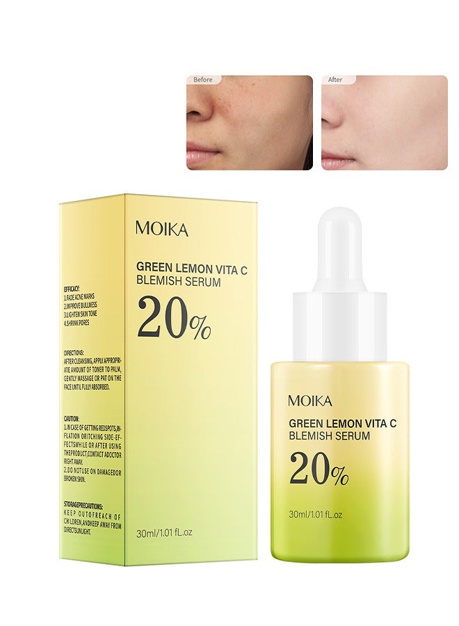 Green Lemon Vita C Blemish Serum,Hydrating and Firmming,Reduce Wrinkles,SkinTightening Smooths Skin,For All Skin Types,Vegan (30ml)