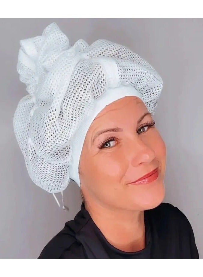 Curly Hair Drying Net Plopping Cap, Curl Enhancing, Unscented, Woven Polyester Material - Ideal for Textured Hair Types