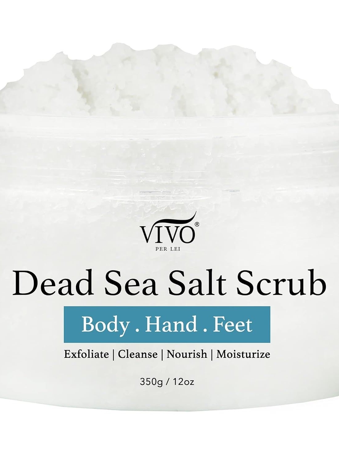 Vivo Per Lei Dead Sea Salt Scrub | Body Exfoliating Scrub with Dead Sea Minerals | Sea Salt Scrub for Hands, Feet & Body | Body Scrub to Gently Exfoliate Skin | Pack of 2