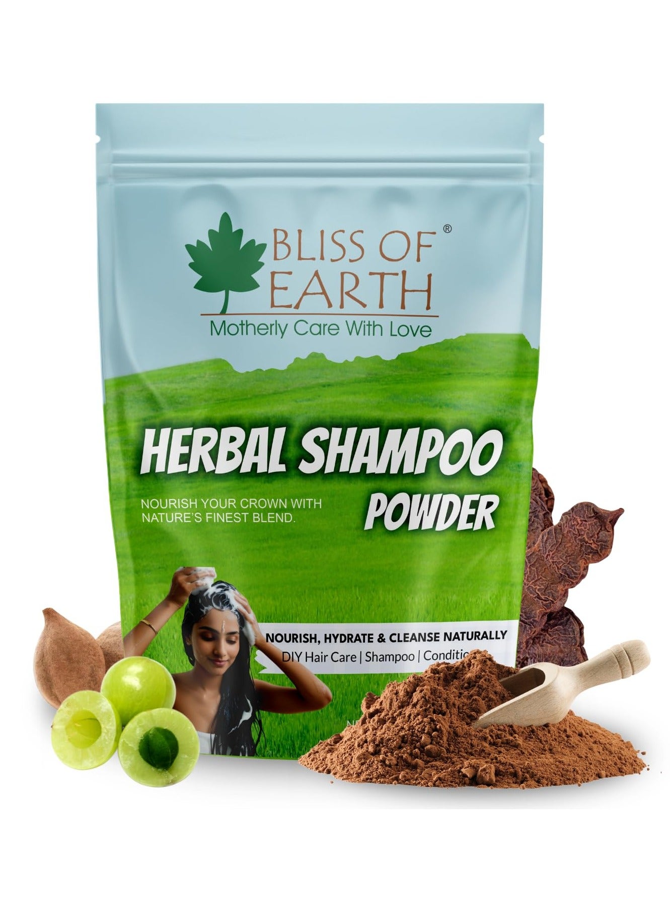Natural Hair Shampoo Powder With Amla Reetha Shikaka Bhringraj and Jatamansi Ayurvedic Cleanser Sulfate Free Hair Wash Shampoo For Growth and Dandruff Control 100g