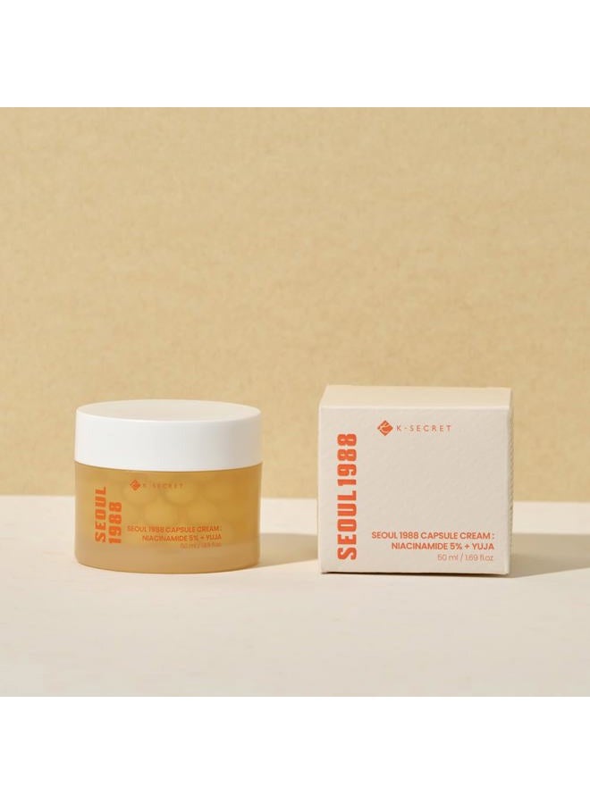 KSECRET SEOUL 1988 Capsule Cream : Niacinamide 5% + Yuja, For Anti-aging, brightening, texture improvement, hydration, 1.69 fl.oz./50ml