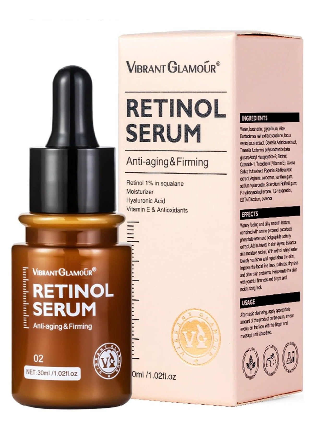Retinol Face Serum Anti-aging Firming Moisturizing Fade Fine Lines Deep Care Essence 30ml
