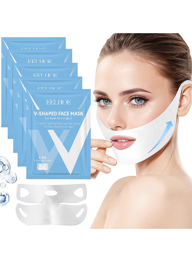 5PCS V-Shaped Face Mask, Double Chin Mask Reusable, Lifting Face Mask, Double Chin Mask, V Line Lifting Mask For All Skin Types, V Shape Face Lift Mask For Lifting And Firming The Face