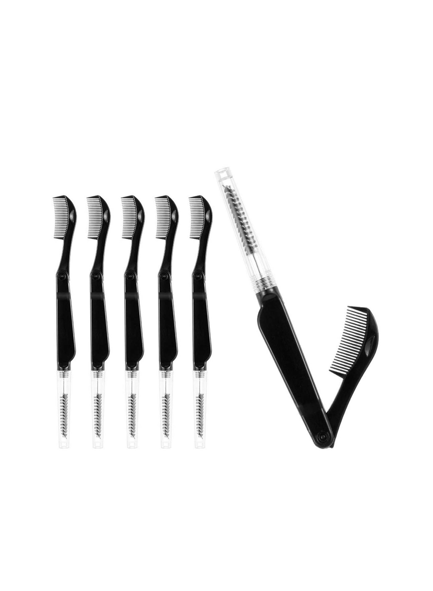 Folding Eyelash Comb 6 Pieces, Eyebrow Comb Teeth Eyelash Separator Eyebrow Brushes Professional Tool for Define Lash & Brow