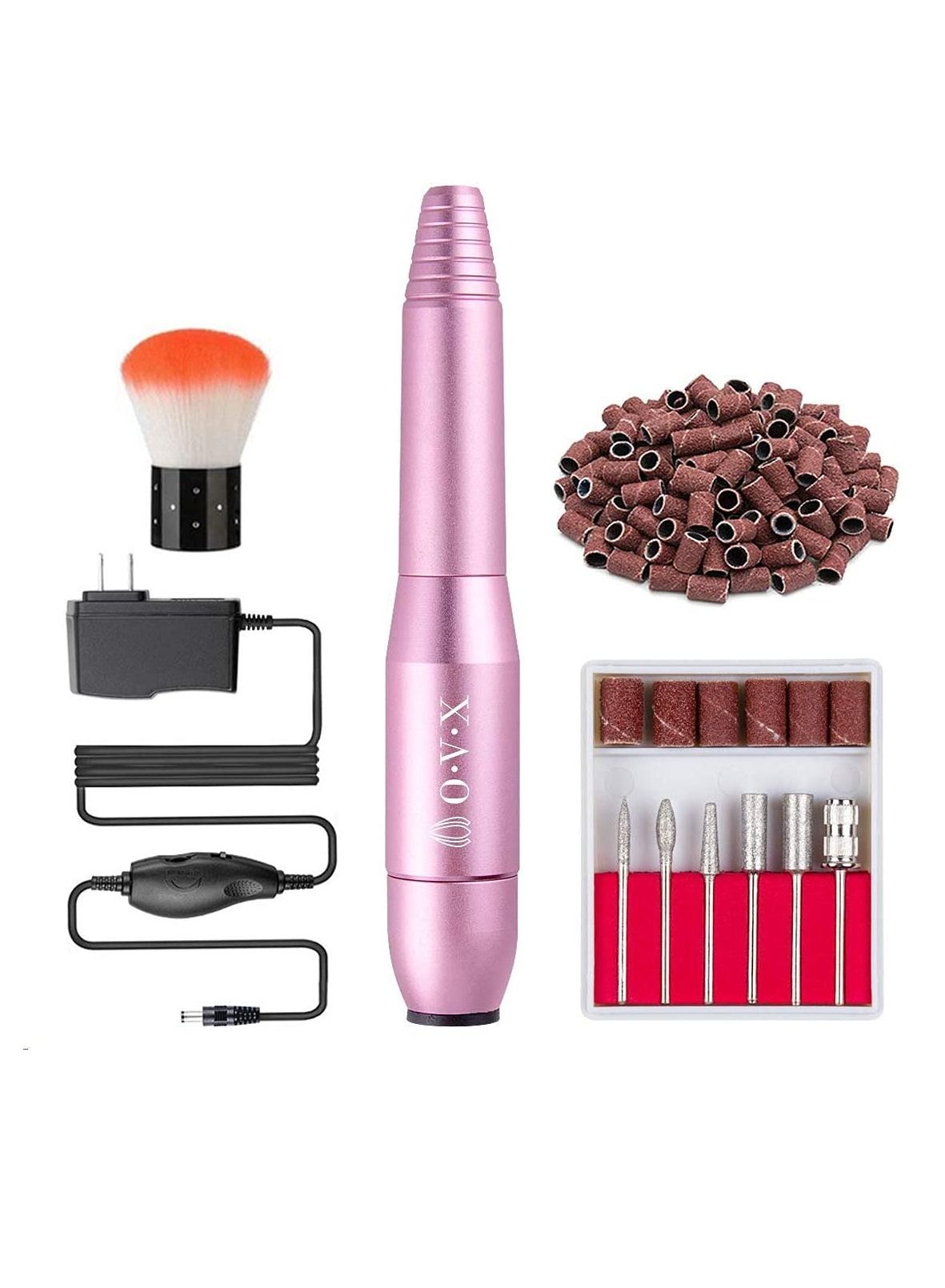 Electric Nail Drill, Professional USB Electric Nail Drill Machine for Acrylic Nails, Portable Electrical Nail File Polishing Tool Manicure Pedicure Nail Supplies for Home and Salon Use, Pink