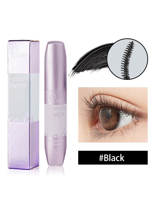 Mascara Thick-Volumizing Waterproof Mascara Natural Long-lasting Waterproof Silicone Brush 4D Mascara(Black)