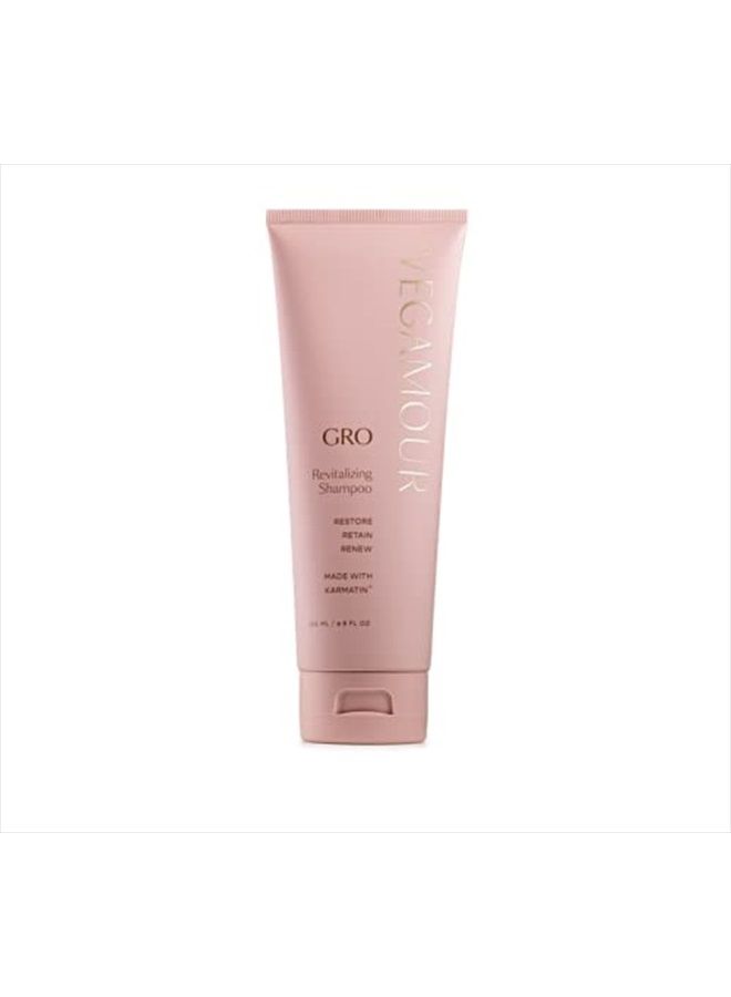 Vegamour GRO Revitalizing Shampoo - Shampoo for Thicker, Fuller Looking Hair - Vegan Keratin and Biotin Shampoo for All Hair Types