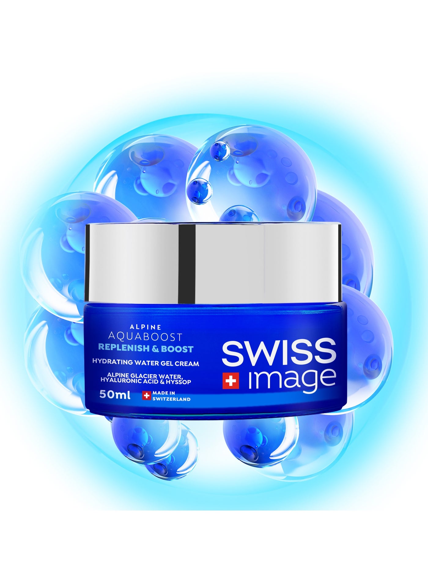 Aquaboost Hydrating Water Gel Face Moisturizer With Hyaluronic Acid 50 Ml Oil-Free, Lightweight And Non-Greasy Intensely Hydrates, Locks In Moisture And Boosts Glow All Skin Types Swiss Made