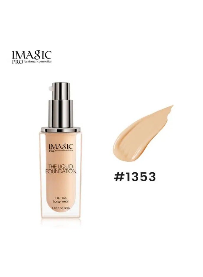 IMAGIC Oil-Free Liquid Foundation | Full Coverage, Matte Finish | Long-Lasting, Lightweight Formula for All Skin Types (1353)