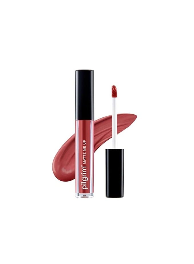 Pilgrim Liquid Matte Lipstick - Saucy Coral | Lipstick for Women with Hyaluronic Acid & Spanish Squalane 3gm