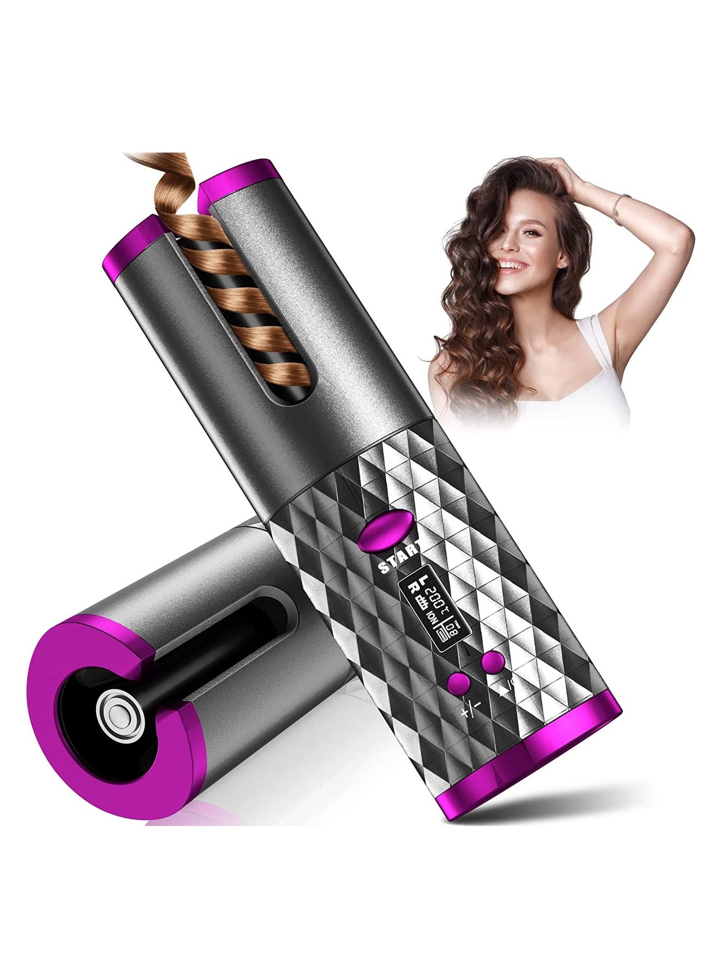 New Cordless Auto Curling Iron Hair Curlers Waves Intelligent Hair Curler Roller USB Rechargeable Wand Curling Iron for Hair Tools