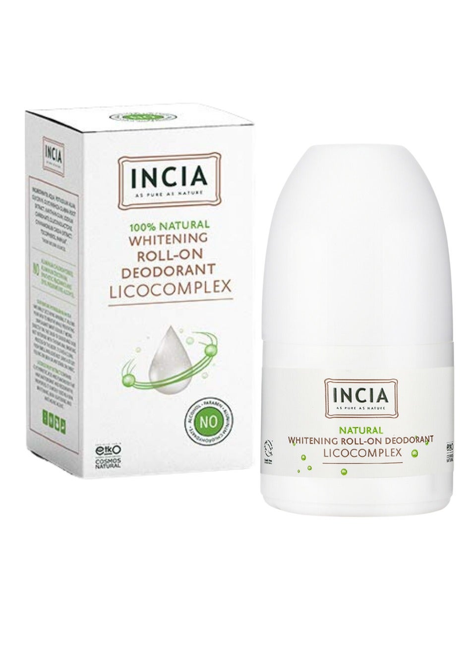 Natural Whitening Roll-On Deodorant Special Licocomplex 100% Natural, Aloe Vera & Alum, Gentle on Skin, Antibacterial, Non-Sticky, Long-Lasting Freshness, Prevents Body Odor & Dark Under arms - 50 ml