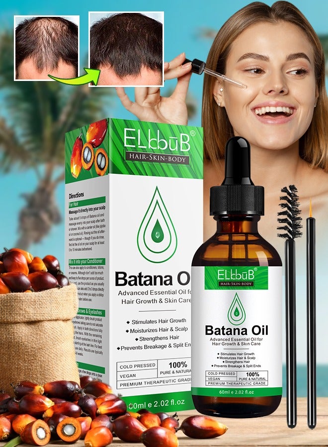 Natural Batana Oil for Hair Care Hair Conditioner Oil for Thin Hair Repair Damaged Hair Nourishes Thin Hair Scalp Skin and Loss Hair Growth Fit for All Hair Types Raw Batana Oil 60ml