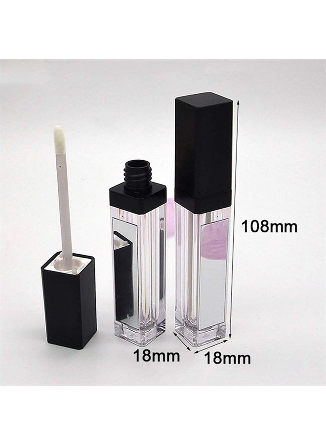 10 Pcs 7.5ml Square Clear Plastic Lip Gloss Tubes Vials with Mirror LED Light Lip Glaze Tube Bottles Empty Refillable Makeup Lipstick Tube DIY Cosmetic Container Travel for Woman Girl(Black)