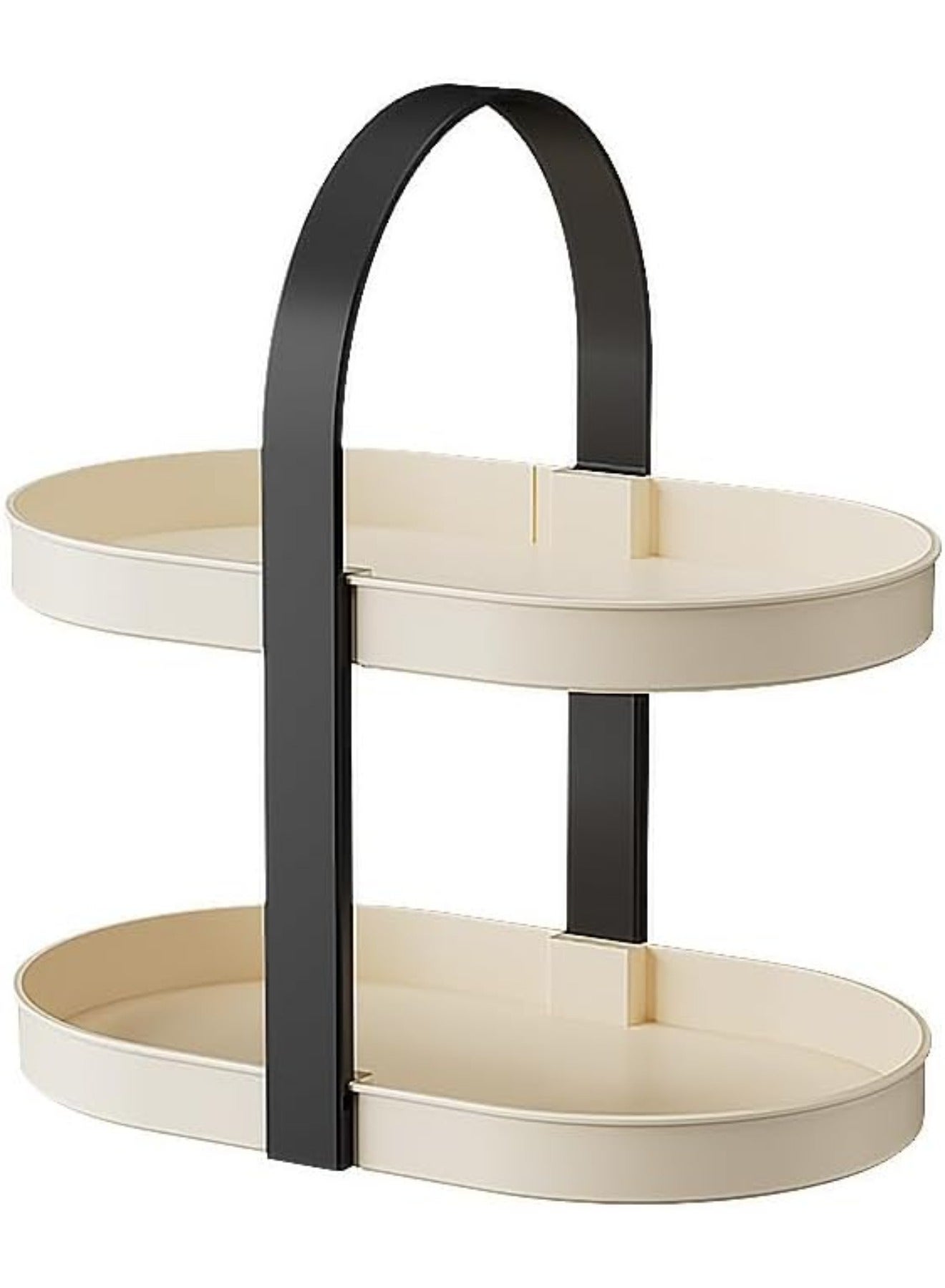 Double Desktop Shelf Cosmetic Organiser Lipstick Aromatherapy Organiser Shelf Thickened Stable and Load Bearing with Carrying Handle for Dresser, Bathroom Countertop Tray (Black)