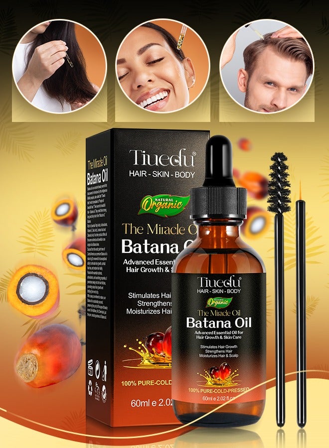 60ml Natural Batana Oil for Hair Care Hair Conditioner Oil for Thin Hair Repair Damaged Hair Nourishes Thin Hair Scalp Skin and Loss Hair Growth Fit for All Hair Types Raw Batana Oil