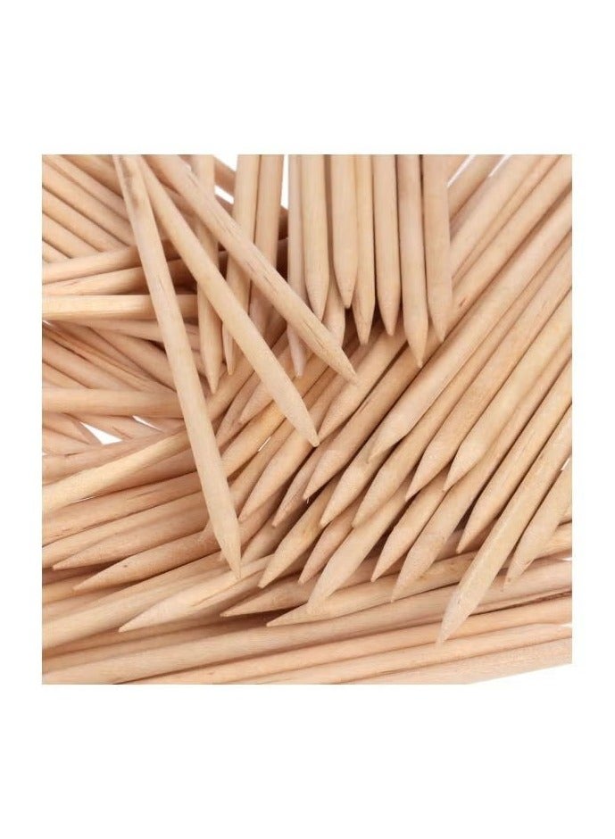 100 Piece Wood Cuticle Pusher Set Beige