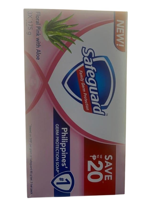 Floral Pink With Aloe Bar Soap 175g x 3 bars with Unbeatabl