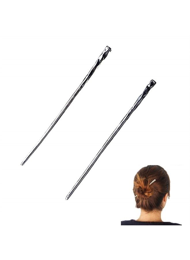 Set of 2 Silver Hair Sticks Chinese Hairpin Metal Hair Accessories Classic Hair Accessories for Women Lady Girls Mother's Day