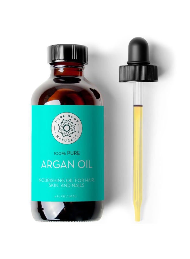 Argan Oil for Skin and Face, 4 fl oz - Cold Pressed, Light, Pure Argan Oil for Hair - Aceite de Argan