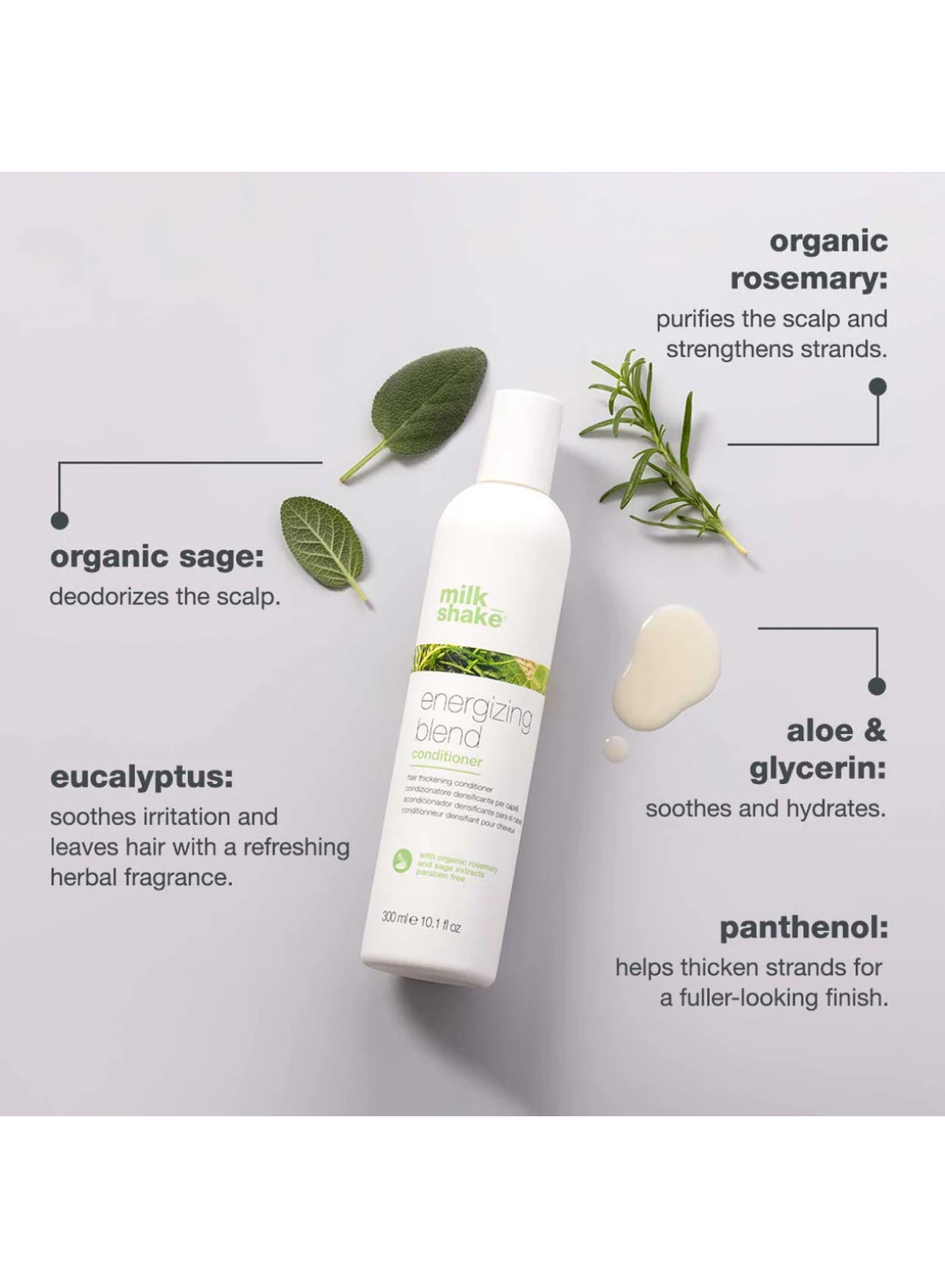 Energizing Blend Conditioner – Rosemary, Sage & Essential Oils for Fine, Thinning & Fragile Hair – Lightweight Hydration with Panthenol for Softness, Density, Strength & Scalp Refreshment, 300ml - image 6