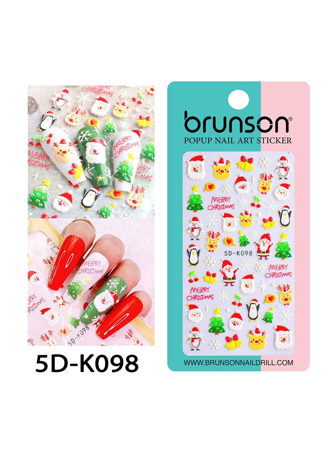 Christmas Nail Art Stickers Snowflake Nail Decals 5D Stereoscopic Embossed Santa Claus Snowman