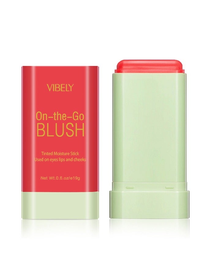On The Go Blush,Blush Stick Blush Makeup Wand, Cream Blush For Cheeks Tint,Long-Wearing,Natural-Looking Face Foundation Dark Red Blusher for Daily Wear 3D Wonder Stick #V03
