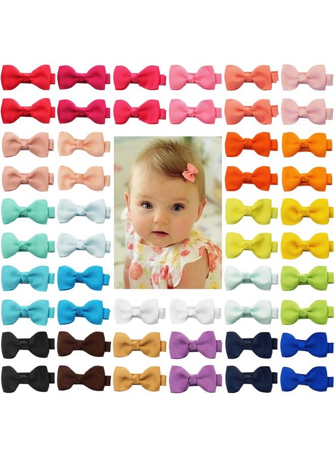 Baby Hair Clips 50 Pieces 25 Colors in Pairs Baby Girls Fully Lined Bows Hair Pins Tiny 2" Hair Bows Alligator Clips for Girls Infants Toddlers