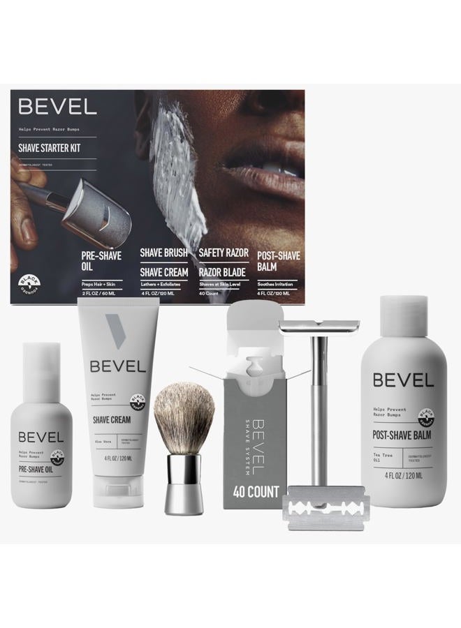 Shaving Kit for Men, Includes Safety Razor with 40 Replacement Blades, Luxury Shaving Brush, Pre Shave Oil, Shave Cream and Post Shave Balm (Packaging May Vary)