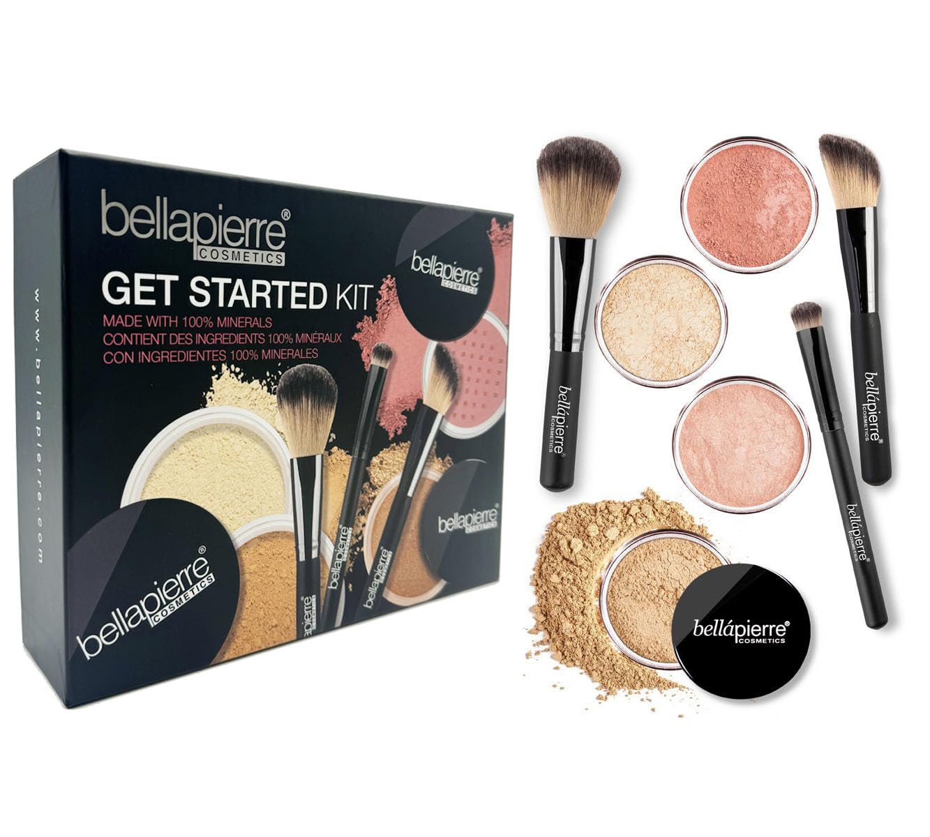 bellapierre Get Started Kit | Includes 2 Mineral Foundations, 1 Blush, & 1 Bronzer | Mineral Makeup Essentials | Non-Toxic and Paraben Free | Oil and Cruelty Free | Long Lasting Formulas â€“ Medium