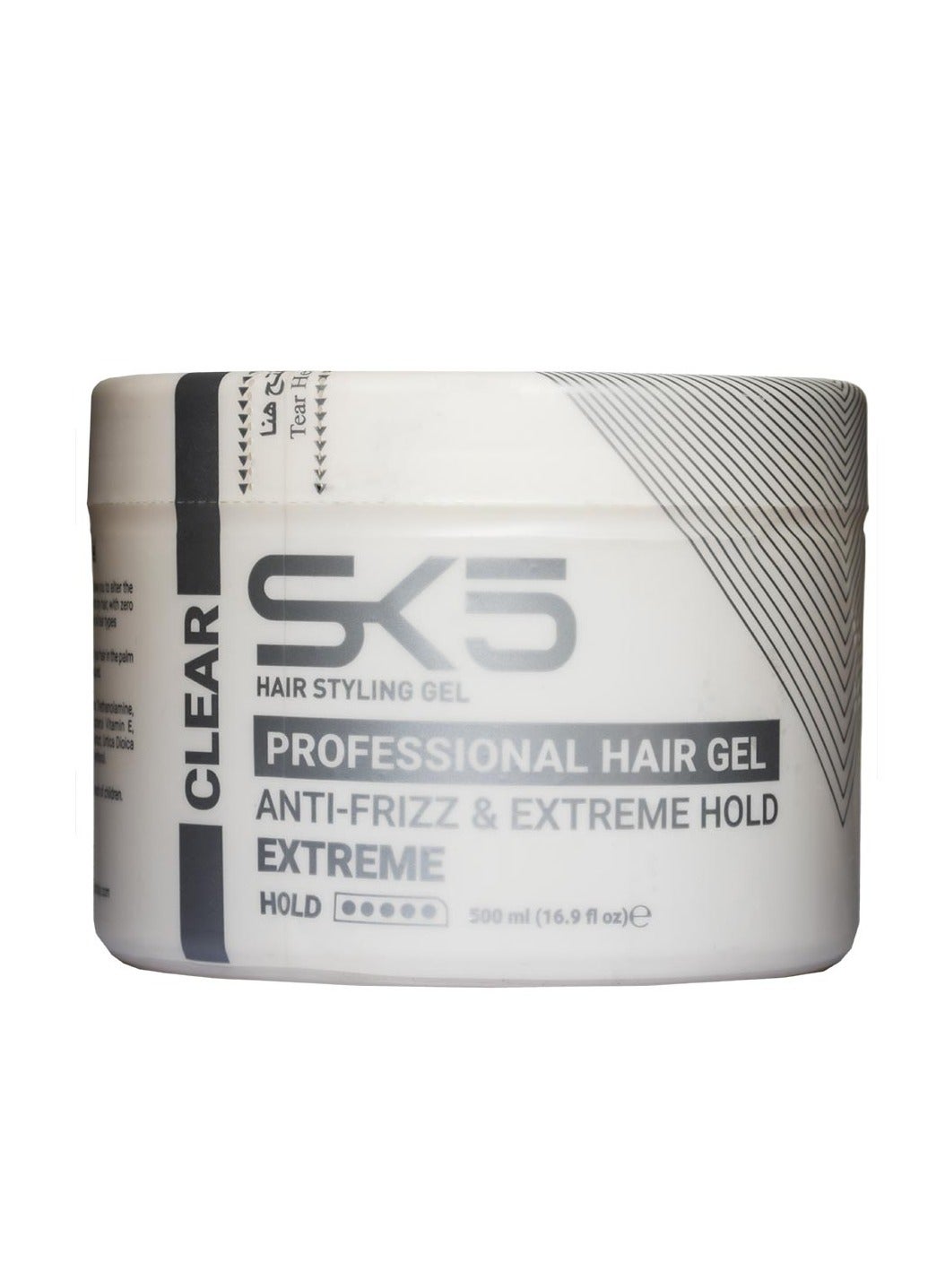 SK5 Professional Clear Hair Gel 500ml - Extreme Hold & Anti-Frizz Formula