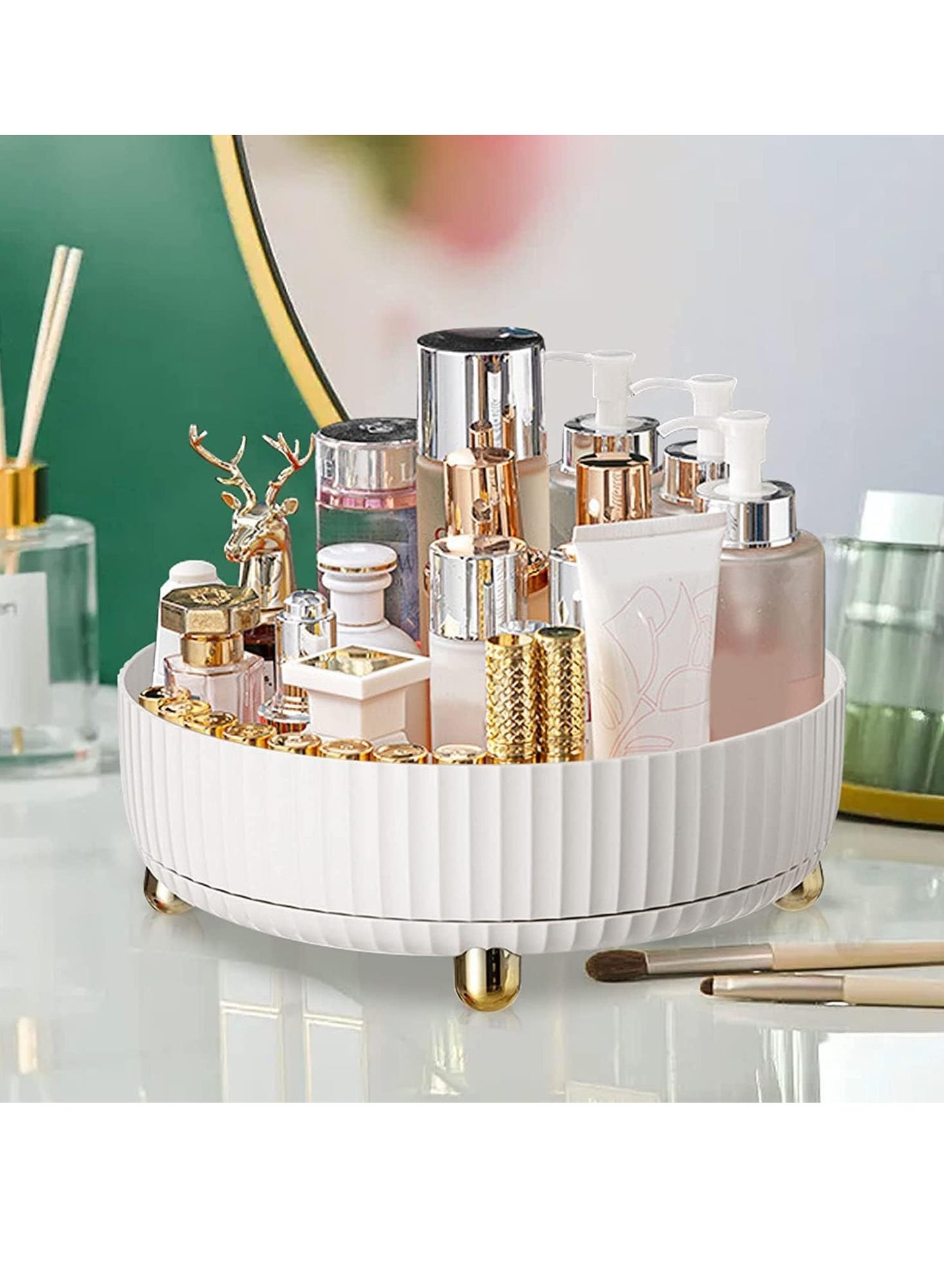 Makeup Perfume Organizer 360 Degree Rotating Lazy Susan Cosmetic Desk Storage Lotions Display Case Round Gift Tray with Large Capacity for your Jewelry